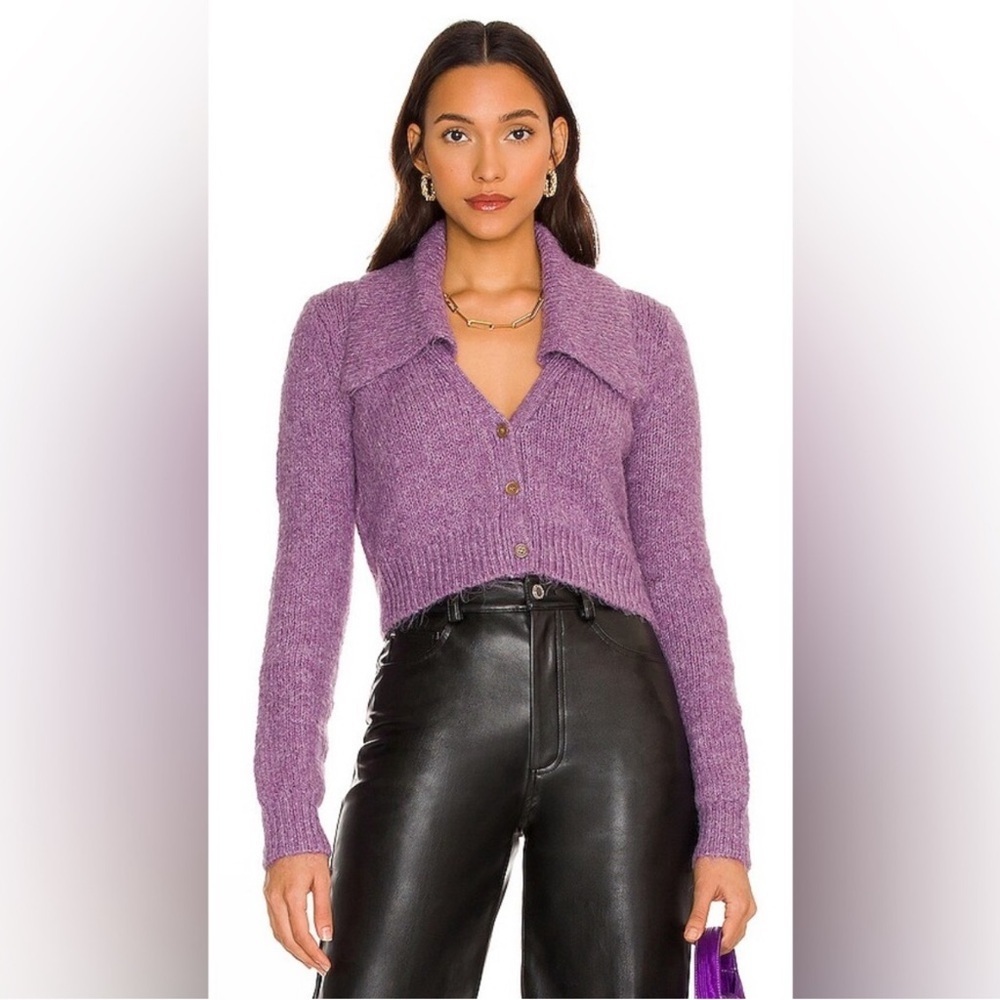 NWOT Pistola Lenore Cropped Alpaca Cardigan Orchid sweater womens size medium